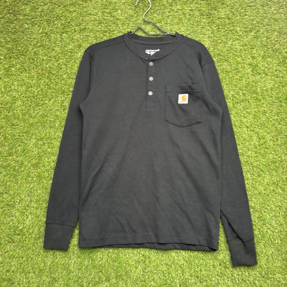 Carhartt Thermal Shirt Mens Small Relaxed Fit Long Sleeve Henley Pocket Workwear